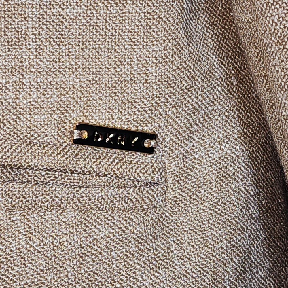 DKNY Blazer Jacket 12 Tan Beige Professional Office Career Linen Look Button - Picture 7 of 8